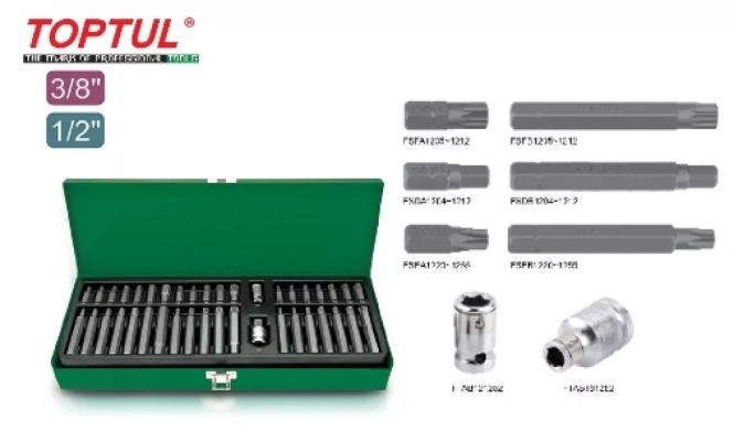 Toptul 40PCS 3/8" & 1/2" DR. Bit Set GAAD4002 ID32302 