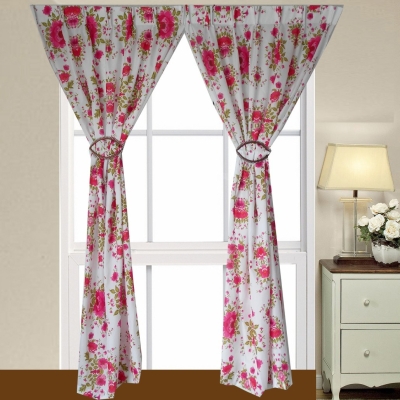 1 SET CURTAIN PONGEE PRINTED RED (60X 85)