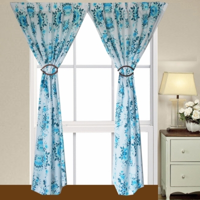 1 SET CURTAIN PONGEE PRINTED BLUE (60X 85)