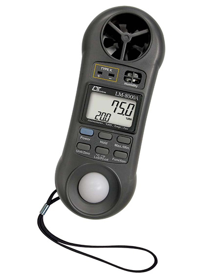 lutron lm-8000a 4 in 1, anemometer + humidity meter + light meter + thermometer