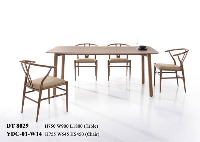 DT 8029 & YDC-01-W14 4 Seater Wooden Dining Table Set Dining Furniture Choose Sample / Pattern Chart