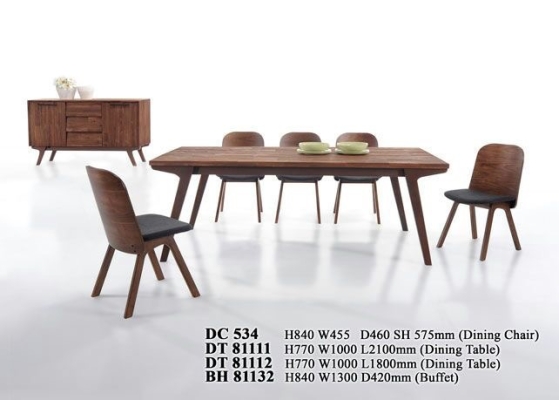 Set Meja Makan Kayu : DC 534, DT 81111, DT 81112 & BH 81132