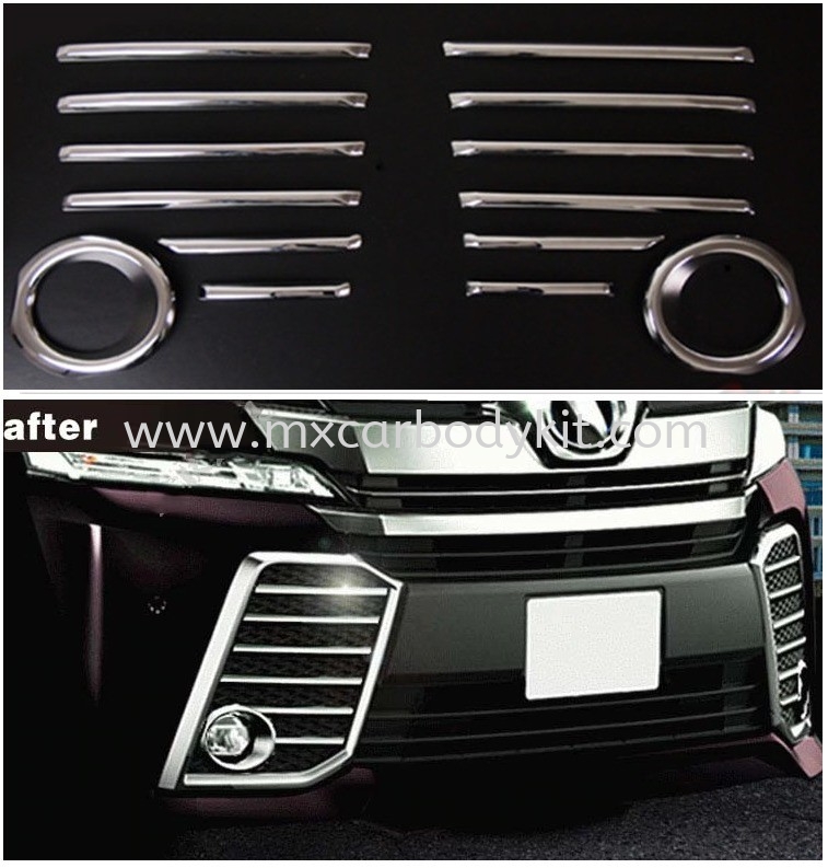 TOYOTA VELLFIRE 2015 FRONT CHROME FOG LIGHT COVER STRIP 14 PCS VELLFIRE 30 2015 TOYOTA