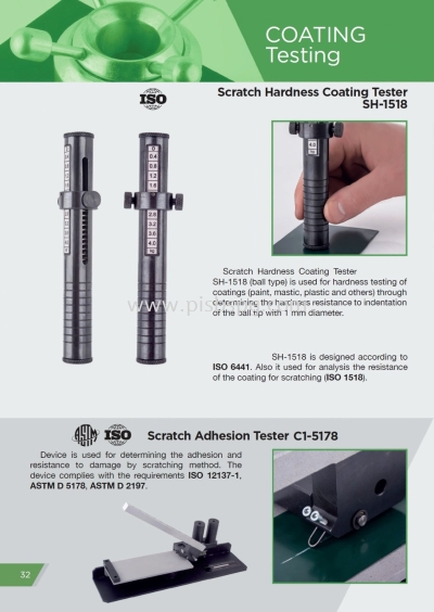 Scratch Hardness Coating SH1518 & Scratch Adhesion C1-5178