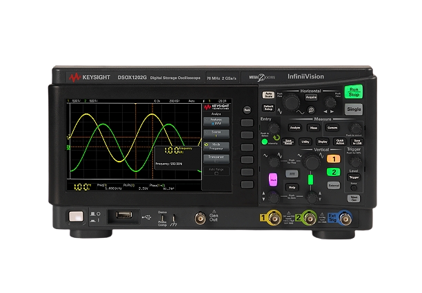 keysight dsox1202g oscilloscope: 70/100/200mhz, 2 analog channel, with a built-in waveform generator