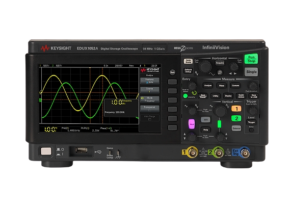 keysight edux1052a oscilloscope: 50mhz, 2 analog channels