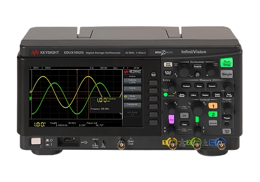 keysight edux1052g oscilloscope: 50mhz, 2 analog channel, with a built-in waveform generator