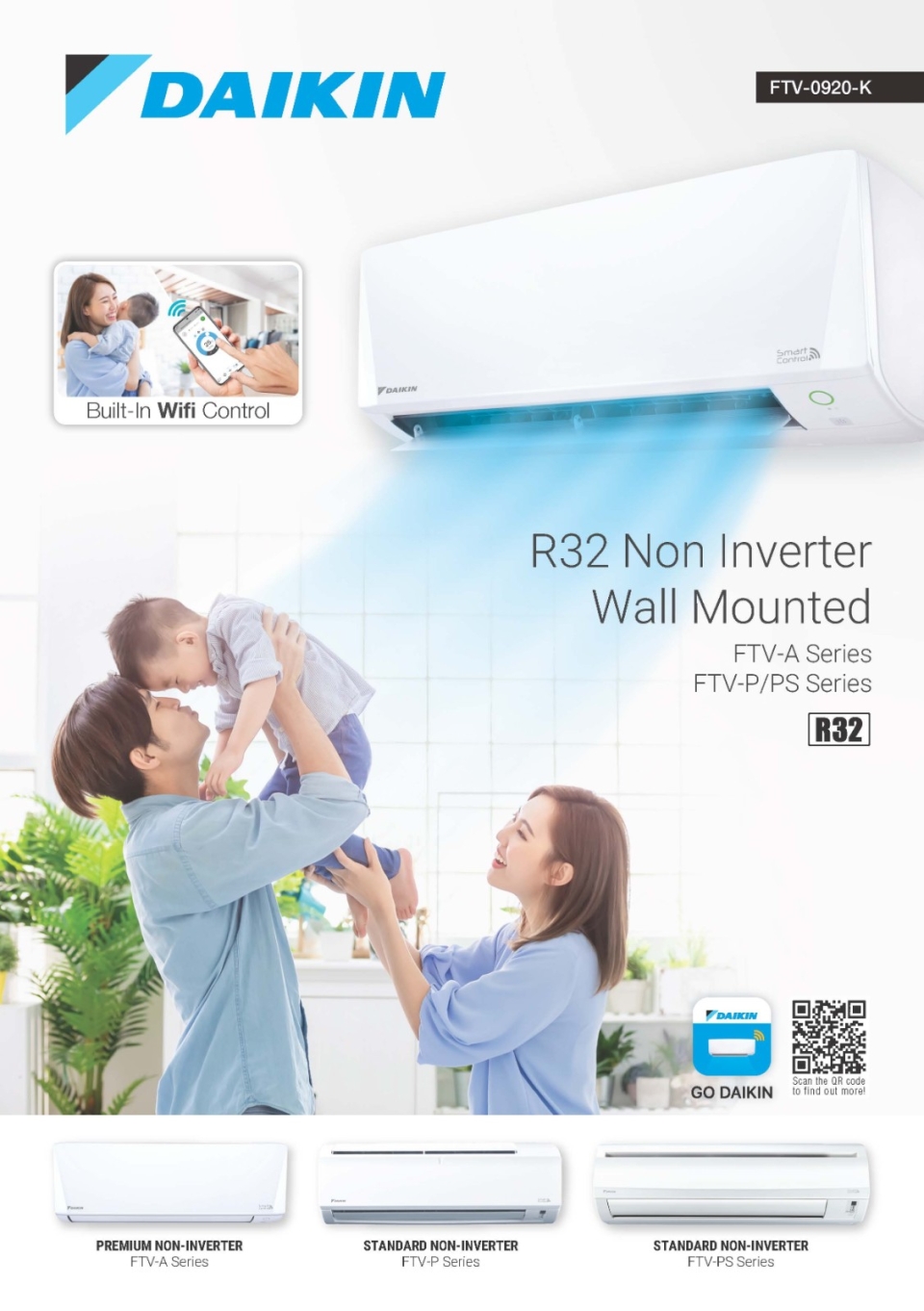Daikin R32 Non-Inverter Wall Mounted FTV (WIFI) Series Air-Conditioner (Daikin Malaysia)