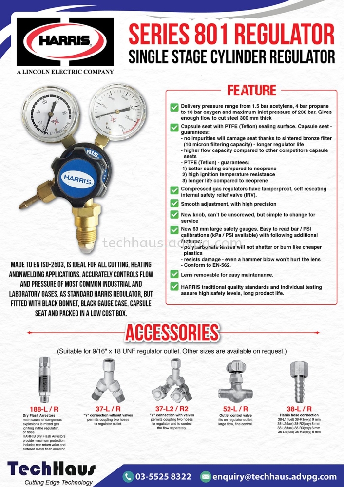 HARRIS Series 801 Regulator Single Stage Cylinder Regulator