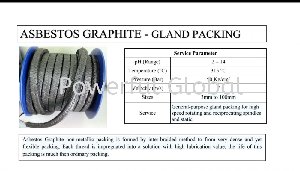 Asbestos Graphite Graphite Packing Gland Packing / Mechanical Seal