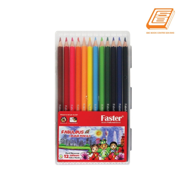 Faster - 12 Colours Fabulous Colour Pencils - (Cp-F-712)