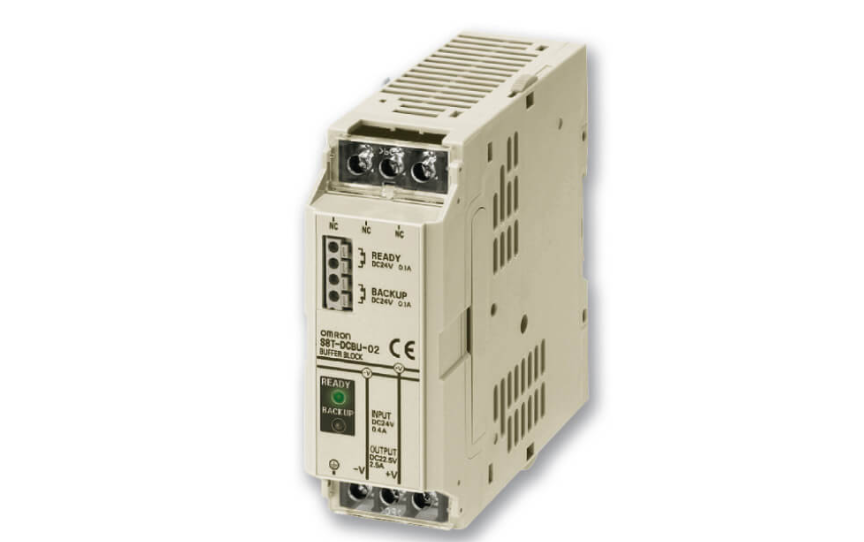 Omron S8T-DCBU-01 DC Backup Block for S8TS Prevents 24-VDC Outages Due to Power Interruptions or Failures