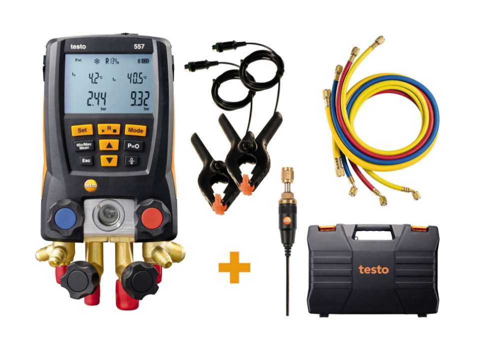 testo 557 digital manifold kit - with bluetooth and set of 4 filling tubes