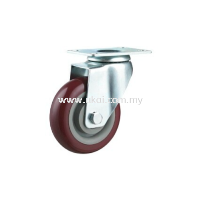 SWIVEL CASTOR C/W PP CENTER RED POLYURETHANE WHEEL