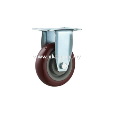 RIGID CASTOR C/W PP CENTER RED POLYURETHANE WHEEL