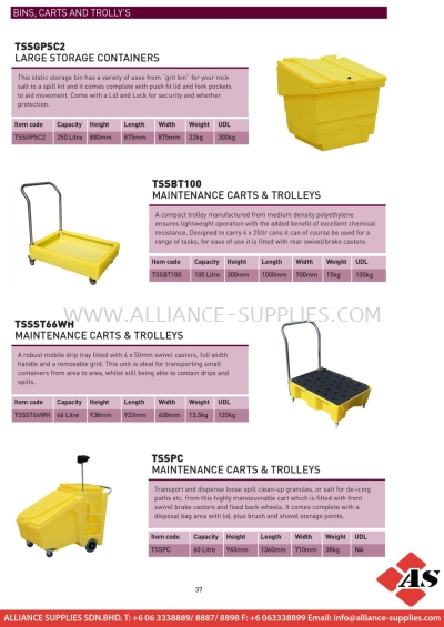 Spill Bins, Carts And Trolleys