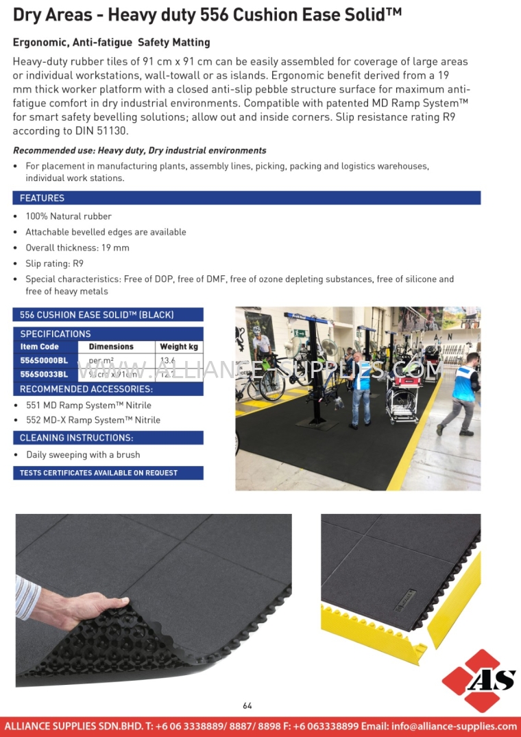 Dry Areas - Heavy duty 556 Cushion Ease Solid™ Dry Areas - Heavy Duty 479 Cushion Trax Spill Control One Stop Solution SPILL CONTROL SOLUTIONS/ SECONDARY CONTAINMENT