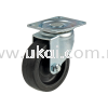 LIGHT DUTY SWIVEL CASTOR C/W BLACK RUBBER WHEEL (PLAIN BEARING) NANSIN - JAPAN CASTOR WHEEL