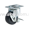 LIGHT DUTY BRAKE CASTOR C/W BLACK RUBBER WHEEL (PLAIN BEARING) NANSIN - JAPAN CASTOR WHEEL