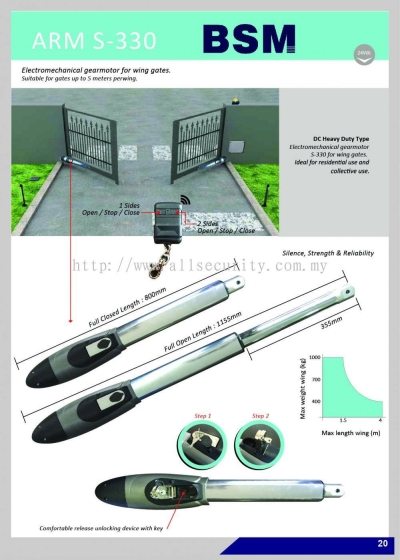 BSM Sistem Pintu Pagar Automatik Jenis ARM S-330