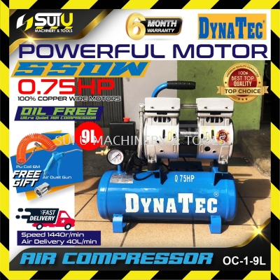 DYNATEC OC-1-9L 550w 0.75hp 0.8mpa Oilless Air Compressor With Free Gift Accessories