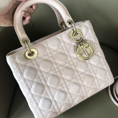 Lady Dior Medium Lambskin Light Pink with GHW