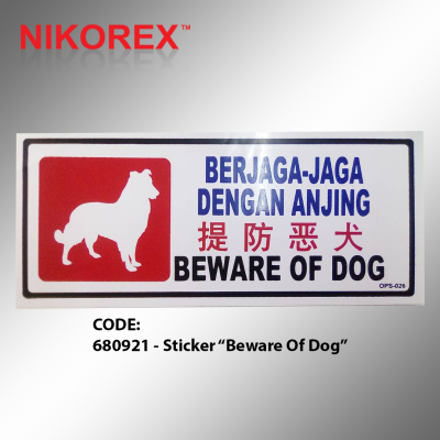 681021 - Sticker ��Beware Of Dog��