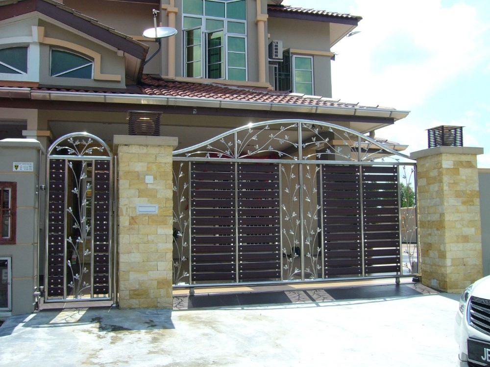 Curve Head Stainless Steel Gate Design Stainless Steel Gate  Gate Malaysia Reference Renovation Design 
