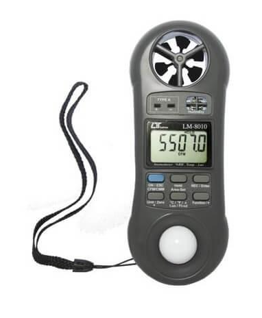 LM-8010 4 in 1, Anemometer with air Flow (CMM, CFM) Humidity Meter Light  Meter Thermometer: : Industrial & Scientific