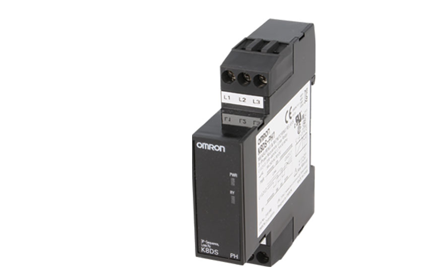 omron k8ds-ph three-phase phase-sequence phase-loss relay using voltage detection method. 17.5 mm (w). one