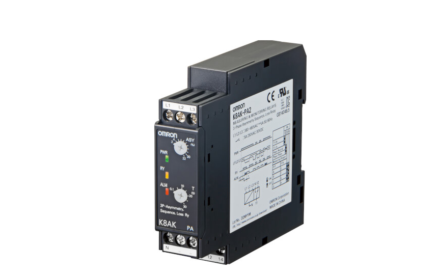 omron k8ak-pa ideal for 3-phase voltage asymmetry monitoring for industrial facilities and equipment. 22.5