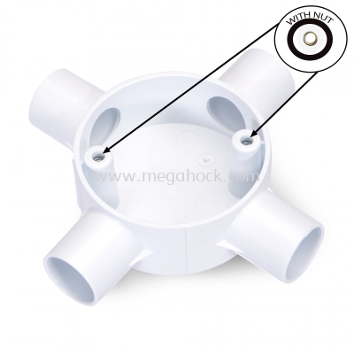 Circular 4 Way Cross Box             (White) (With Nut)