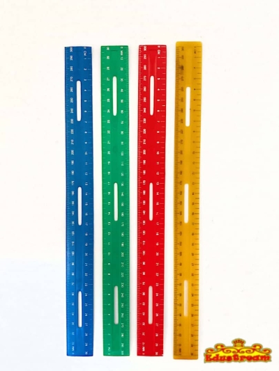 12PLASTIC COLOUR RULER KH128 2IN 1PKT /4INI PKT