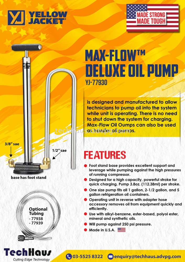 Yellow Jacket Max-Flow Deluxe Oil Pump