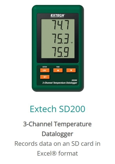 EXTECH SD200 TYPE K 3 CHANNEL TEMPERATURE DATA LOGGER 