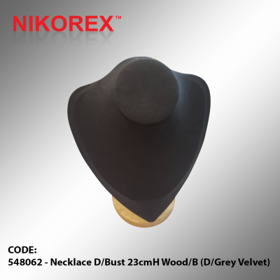 548062 - Necklace D/Bust 23cmH Wood:B (D/Grey Velvet)