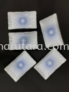 HX60022 8" WAVY RECTANGULAR PLATE Plate Japanese Blue Line Ceramic