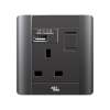 13A SOCKET C/W 2.1A USB CHARGER CLASSIC GREY A68 Elegance Series