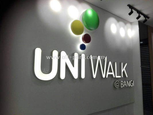 uni walk- 3d box up lettering+LED conceal (Frontlit) 