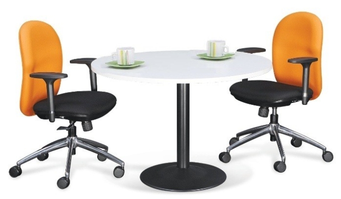 Round discussion table with drum black leg