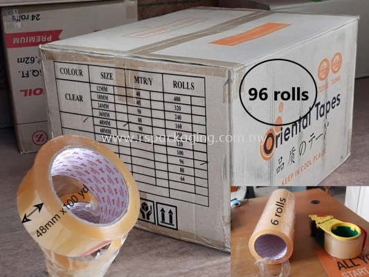 OPP TAPE 48MM X 100YD 6 ROLL X 16 PACKS (96 ROLLS)