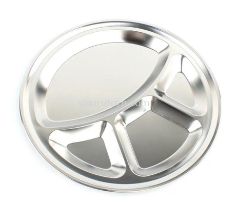 XZP32 32CM S/S ROUND COMPARTMENT TRAY(3+1)