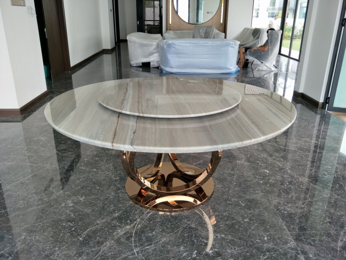 Modern Grey Color Dining Table  Round Marble / Granite / Stone Dining Table Dining Furniture Choose Sample / Pattern Chart