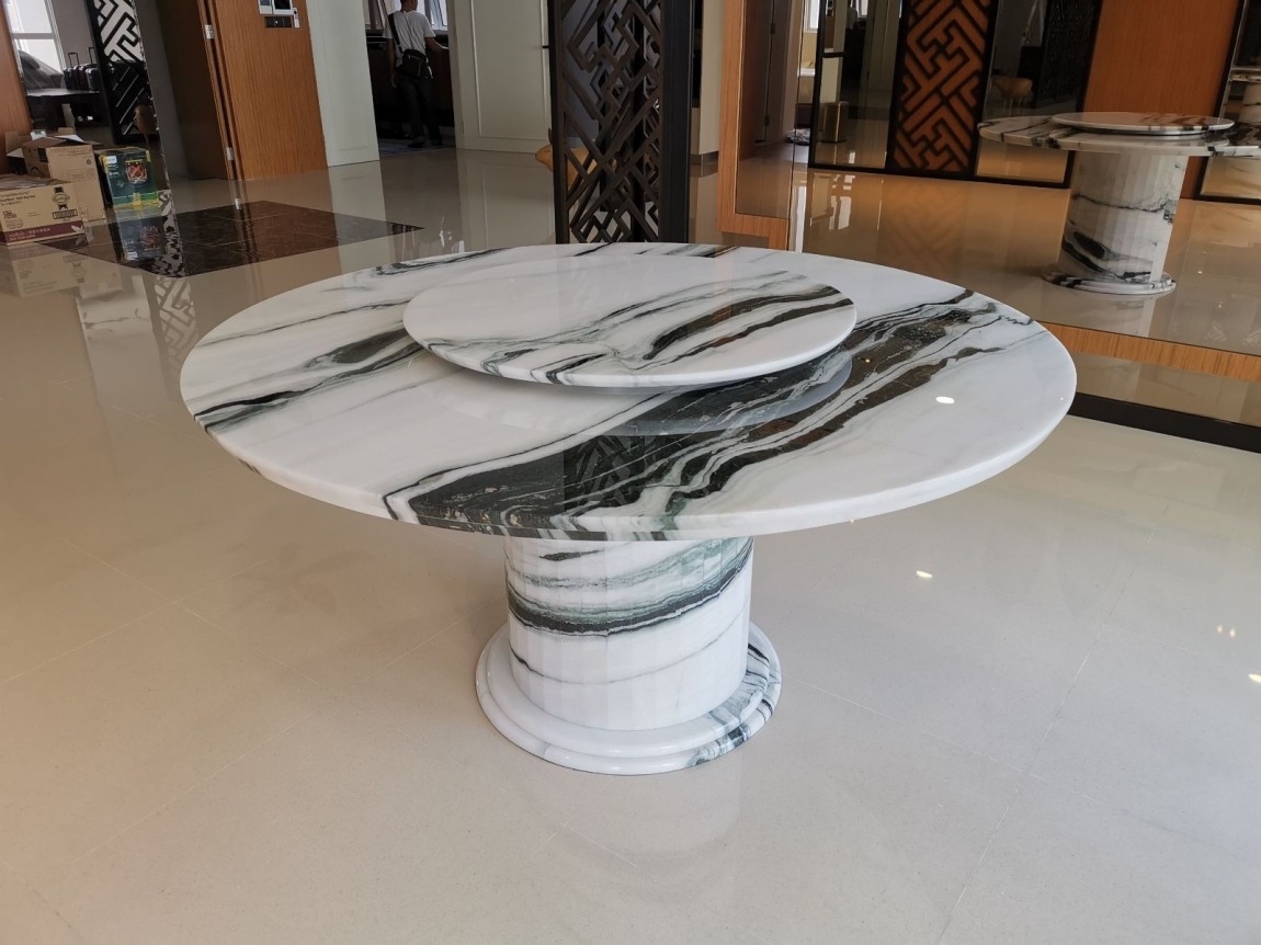 White Marble Dining Table Panda White Marble Round Marble Granite white-marble-dining-table-panda-white-marble-round-marble-granite