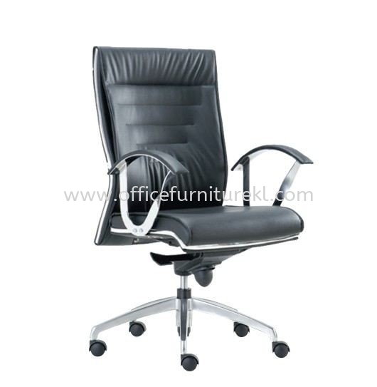 BAROS DIRECTOR MEDIUM BACK LEATHER OFFICE CHAIR C/W CHROME TRIMMING LINE