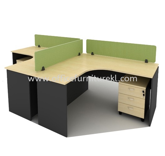 OPEN CONCEPT 2 CLUSTER WORKSTATION C/W FABRIC SOLID DESKING PANEL