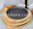 YB-SMB22 21*2cm Round Iron Plate with Wooden Tray Cast Iron Sinar