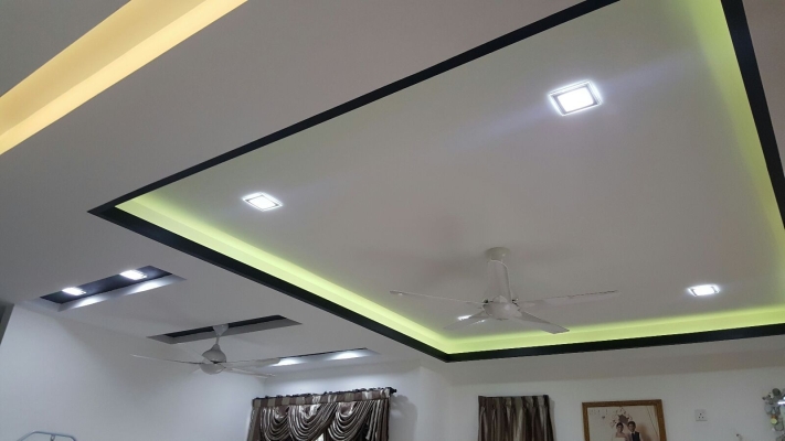 Rujukan Reka Bentuk Plafon & Siling Plaster Efek LED Warna Warni