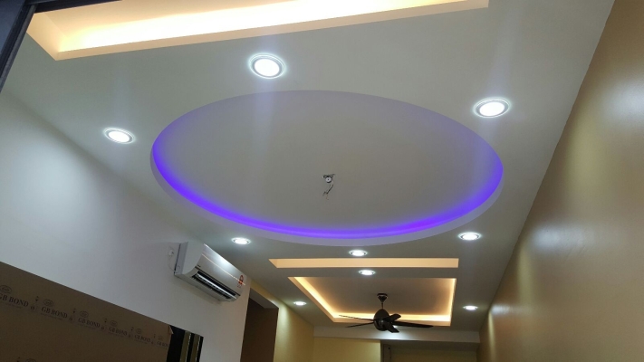 Rujukan Reka Bentuk Plafon & Siling Plaster Efek LED Warna Warni