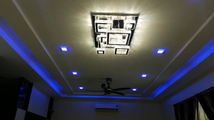 Rujukan Reka Bentuk Plafon & Siling Plaster Efek LED Warna Warni